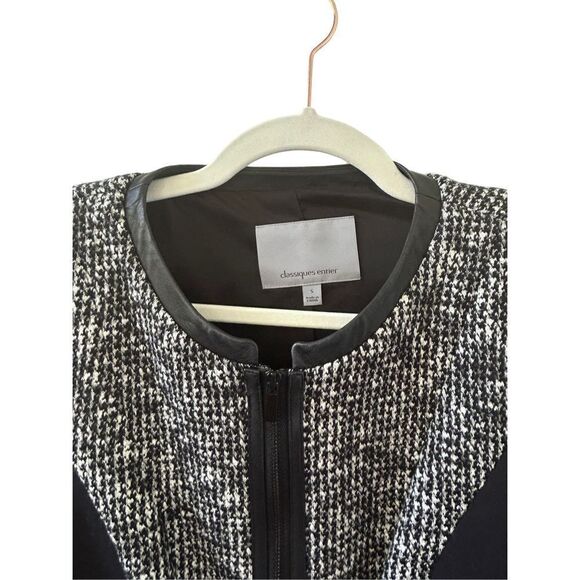 Classiques Entier Leather Trim Wool Blend Full Zip Jacket Women's Black Small - Picture 3 of 7